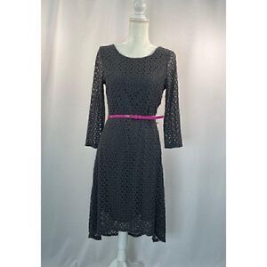 Cynthia Rowleyd Gray Crochet Dress Small NEW‎